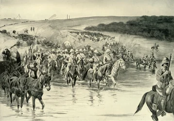Lord Roberts en Zijn Leger Steken de Wall Rivier Over, 1901