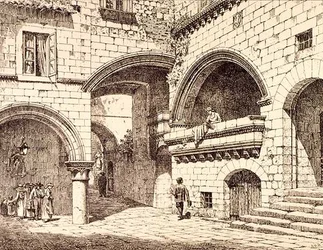 Deel van de Piazza San Pellegrino, Viterbo, Italië, uit 