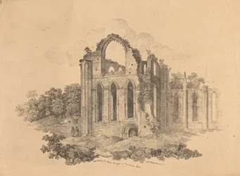 N.O. einde van het bovenste transept bij Fountains Abbey