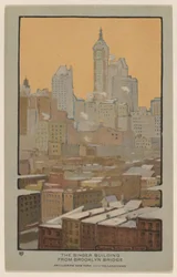Het Singer Building vanaf de Brooklyn Bridge