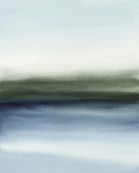 Mistige blauwgroene horizon