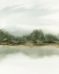Weerspiegeling in het mistige bos