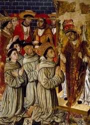 Cyclus van wonderen, detail van het San Bernardino Altaarstuk, door Joan Figuera en Tomas Rafael (actief in de tweede helft van de 16e eeuw) (detail)