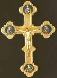Processiekruis met Franciscaanse heiligen (recto)