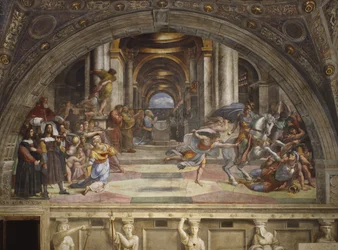 De verdrijving van Heliodorus uit de tempel, Stanza di Eliodoro, 1511-12