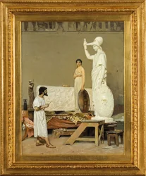 Phidias werkt aan zijn standbeeld van Minerva, 1869