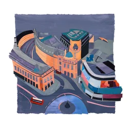 Regent Street, 2021 (acryl en collage op papier)