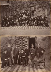 Directeur en leraren van de Bishop Cotton School, Shimla (recto); leerlingen uit de middenklas en personeel van de Bishop Cotton School, Shimla (verso)