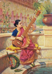 Kadambari speelt sitar, bewerken