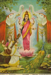 Lakshmi Saraswati Sanyog, door Raja Ravi Varma