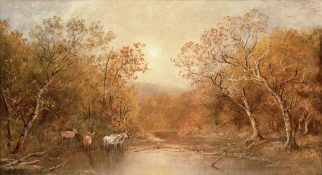 Landschap met koeien (olieverf op doek)