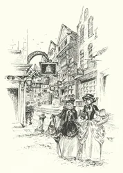 Straatzangers; Londen (gravure)