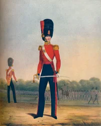 Officier van de Coldstream Guards winterkleding