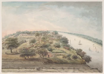 Vogelperspectief van boven het Opiummagazijn in Patna