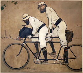 Ramon Casa en Pere Romeu op een tandem