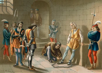 Columbus geketend onder de bevelen van Bobadilla