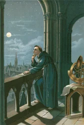 Roger Bacon in zijn observatorium in Oxford