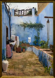 De blauwe patio