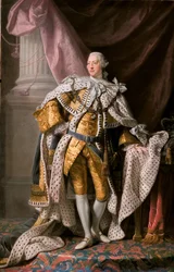 Portret van koning George III van het Verenigd Koninkrijk 1738-1820 in zijn kroningsgewaad, ca. 1770