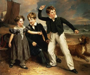 Groepsportret van Robert, James en Mary Sarah, de drie kinderen van James Greenhalgh