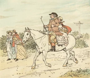 Een boer reed op zijn grijze merrie