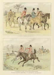 Paardrijden aquarel schetsen