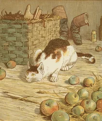 Het huis dat Jack bouwde. Het kat die de rat at die het mout at. Illustratie door Randolph Caldecott