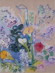 Boeket van Arums (gouache op papier)
