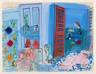 Het atelier van de kunstenaar (aquarel)