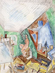 Het atelier van de kunstenaar, rue Séguier in Parijs, ca. 1909