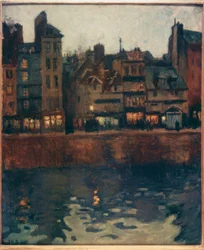 De haven van Le Havre bij zonsondergang