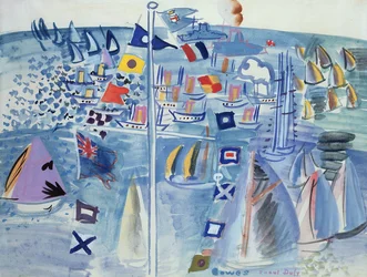 De regatta bij Cowes (aquarel op papier)