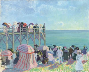 Het strand en de pier van Trouville