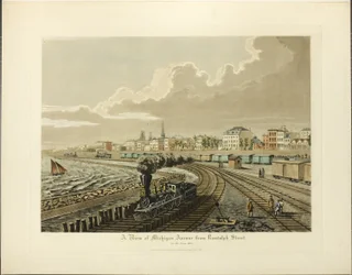 Een Uitzicht op Michigan Avenue vanaf Randolph Street in het Jaar 1865