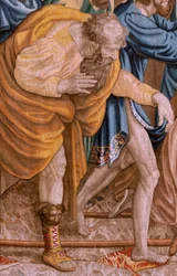 Vlaamse wandtapijt. Serie De Daden van de Apostelen. Sint Paulus en Sint Barnabas in Lystra. Achtste doek in de serie, het werd in tweeën gesplitst om het aan te passen aan de kamer. Model Carton door Rafael Sanzio. 1519. Fabriek Jan Raes.