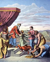 Ontmoeting tussen de koningin van Sheba en koning Salomo
