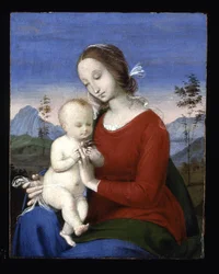 Madonna en kind met een vogel