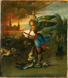 Heilige Michael. Geschilderd voor Guidobaldo Montefeltre, hertog van Urbino ...