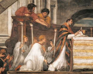 Het eucharistisch wonder, detail van De Mis in Bolsena