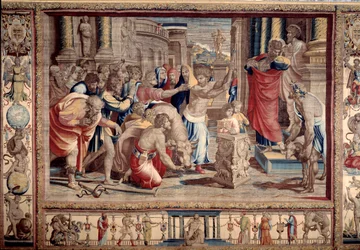 Het offer in Lystra (na karton van Raffaello Sanzio)