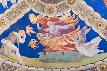 Mozes voor de brandende struik, plafond van de stanza di Eliodoro, kamer van Heliodorus