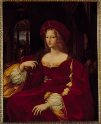 Portret van Johanna van Aragón, onderkoningin van Napels (1500-1577), schilderij van Raffaello Sanzio, genaamd Rafaël (1483-1520)