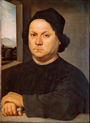 Portret van de schilder Pietro Perugino, bekend als il Perugino. Schilderij door Raphael