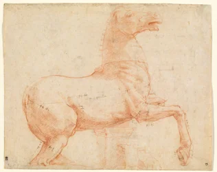 Een marmeren paard op de Quirinal-heuvel