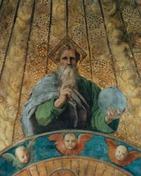 Disputa. Detail: God de Vader. Fresco in Stanza della Segnatura, ca. 1510-1511