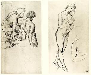 Studie van een biddende figuur