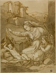 Maagd en slapende Christus kind met de jonge Johannes de Doper
