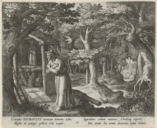 Heilige Patroclus van Néris als kluizenaar