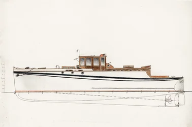 Een motorboot (potlood op papier)
