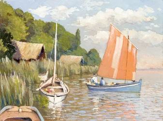 Boten op de monding van de Gironde (gouache op papier)